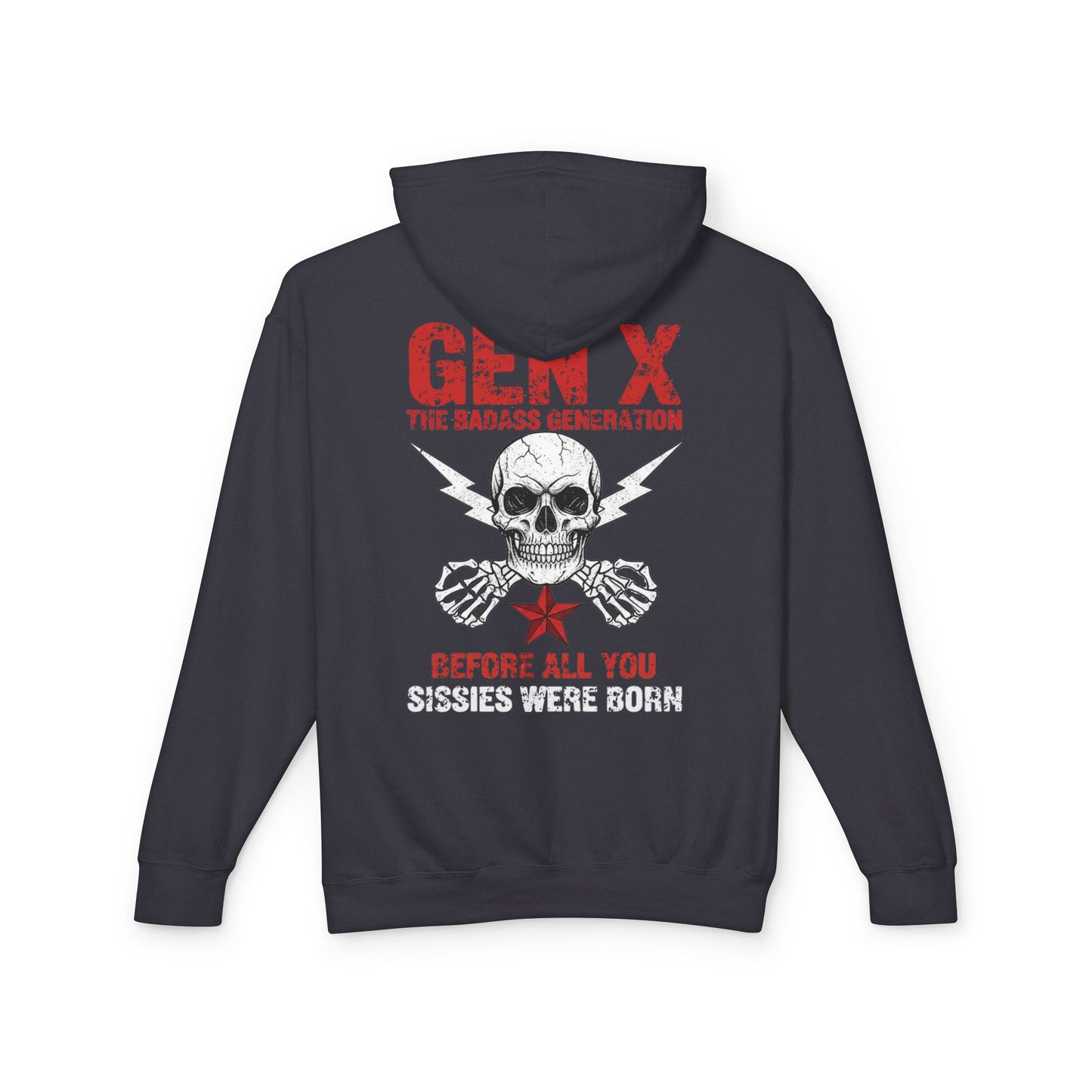Gen X Skull Hoodie - "Gen X The Badass Generation" Lightweight Hooded Sweatshirt