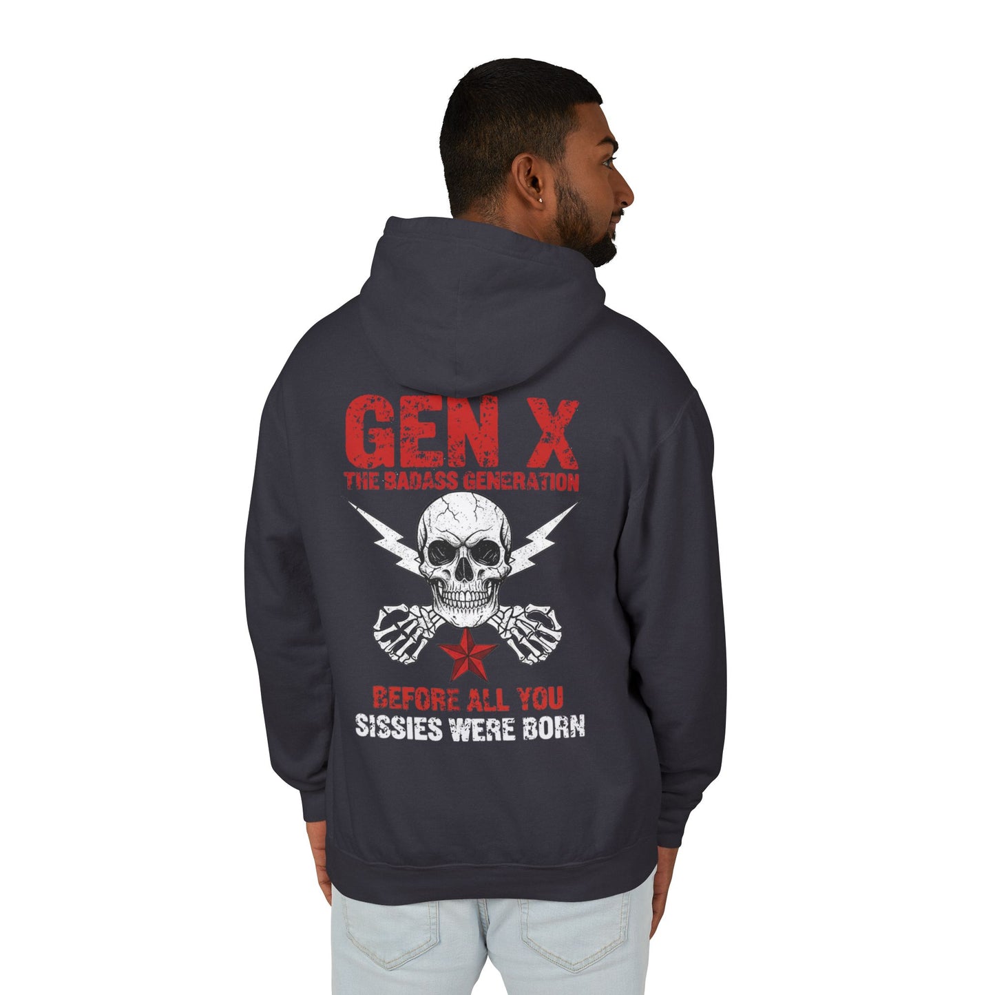 Gen X Skull Hoodie - "Gen X The Badass Generation" Lightweight Hooded Sweatshirt