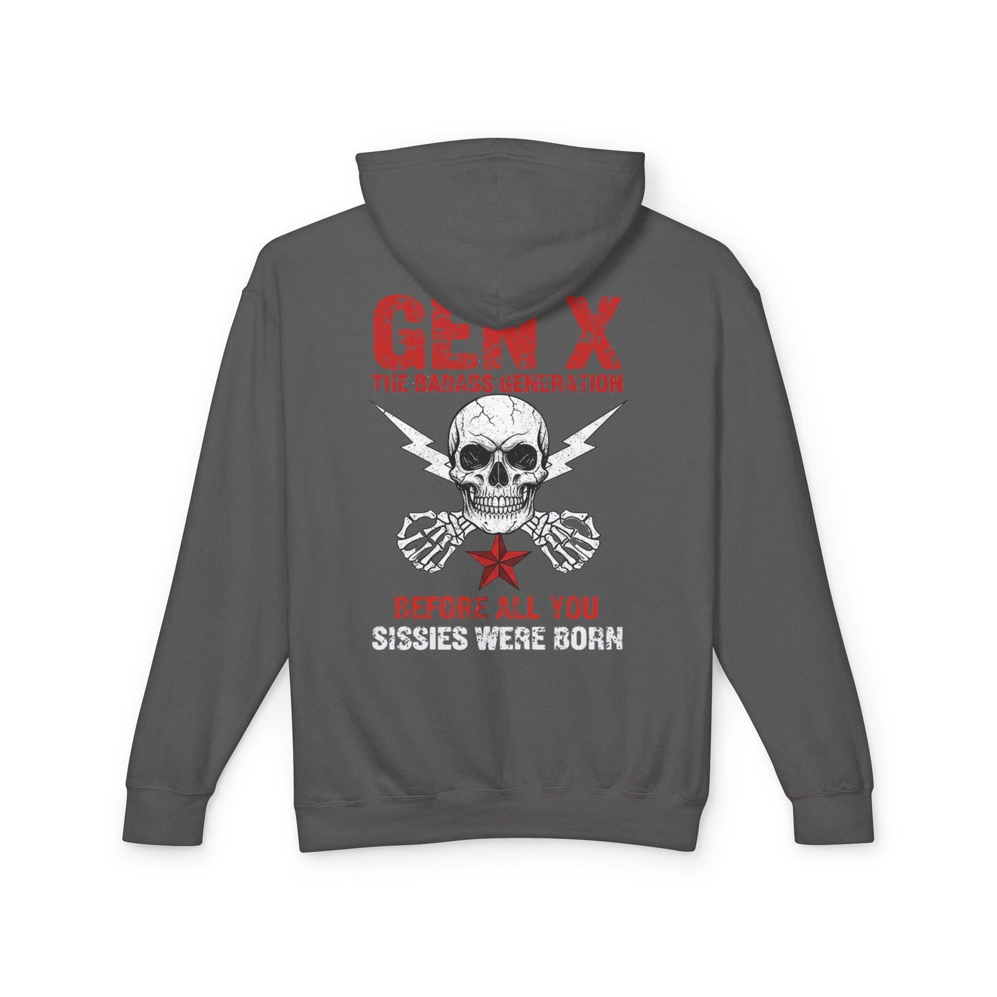 Gen X Skull Hoodie - "Gen X The Badass Generation" Lightweight Hooded Sweatshirt