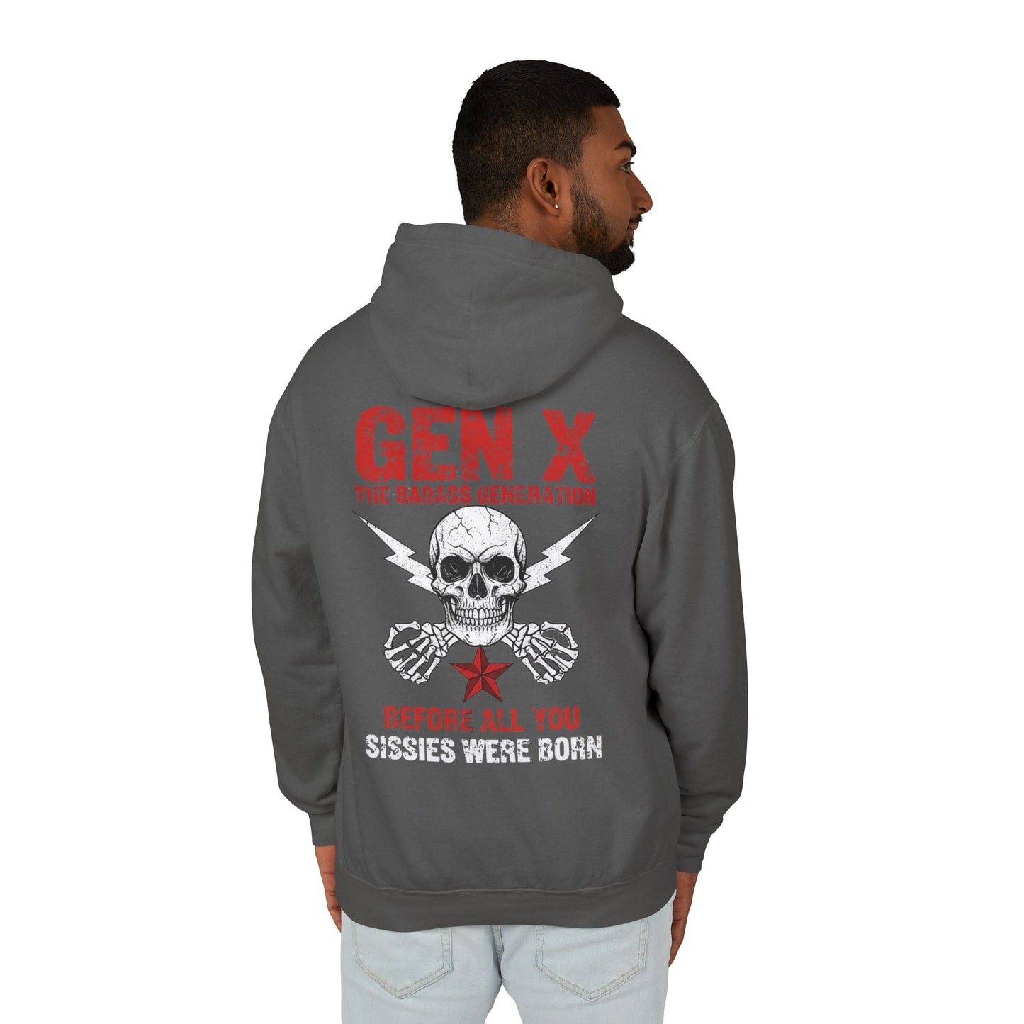 Gen X Skull Hoodie - "Gen X The Badass Generation" Lightweight Hooded Sweatshirt