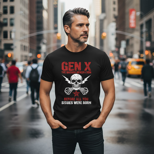 Gen X Badass Generation T-Shirt, Vintage Skull “Before All You Sissies Were Born” Graphic Tee