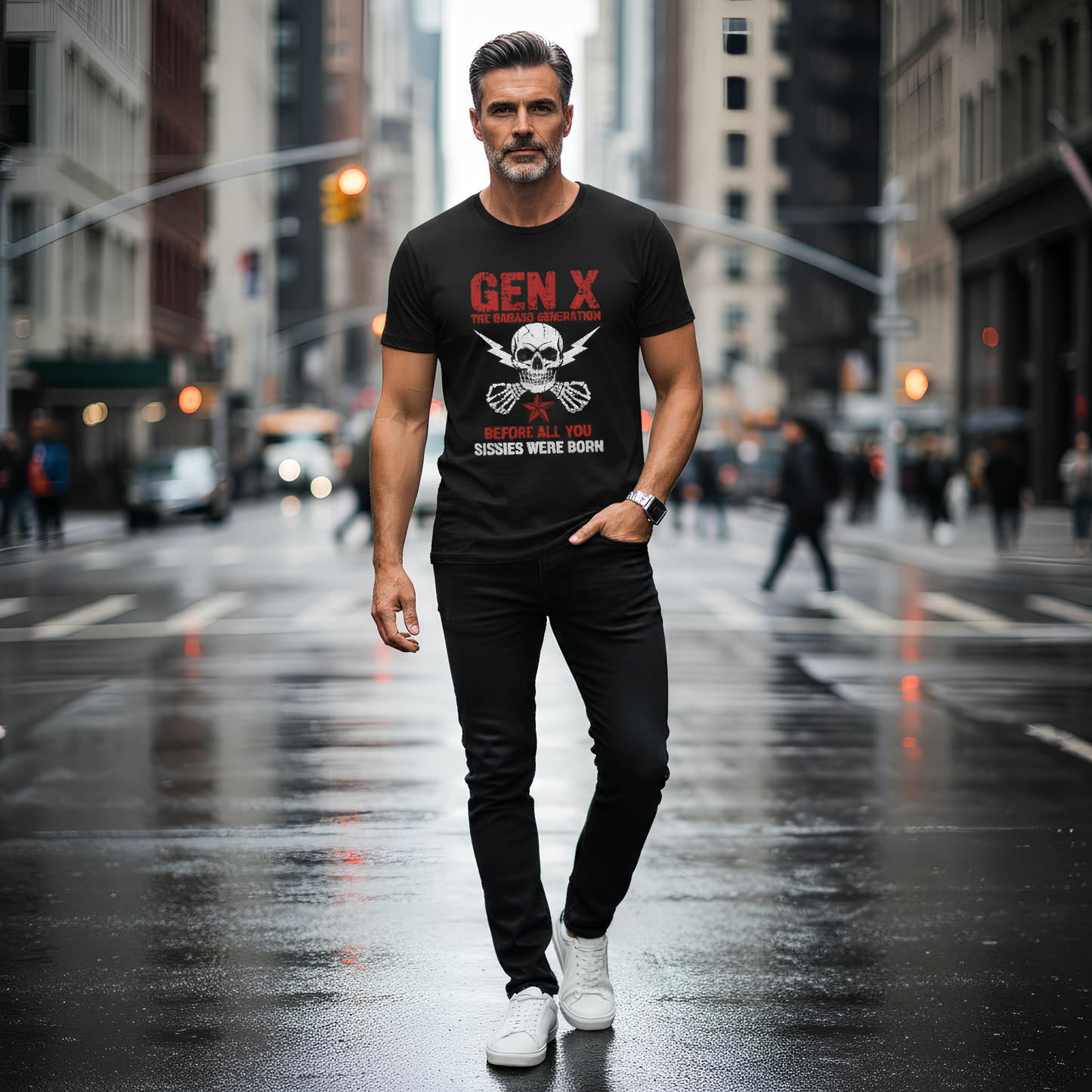 Gen X Badass Generation T-Shirt, Vintage Skull “Before All You Sissies Were Born” Graphic Tee