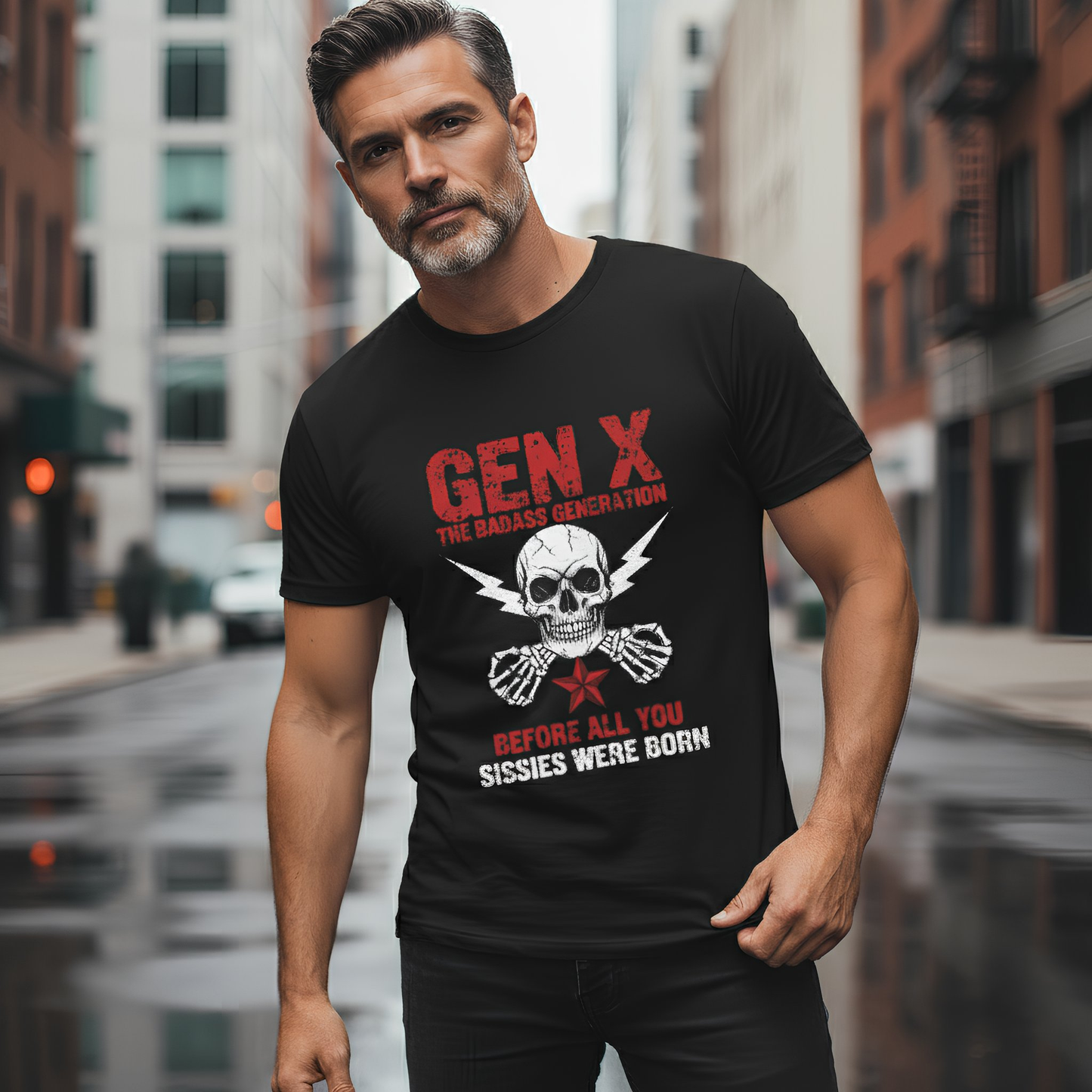Gen X Badass Generation T-Shirt, Vintage Skull “Before All You Sissies Were Born” Graphic Tee